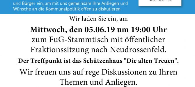 Einladung zum FuG-Stammtisch nach Neudrossenfeld Einladung zum FuG-Stammtisch nach Neudrossenfeld